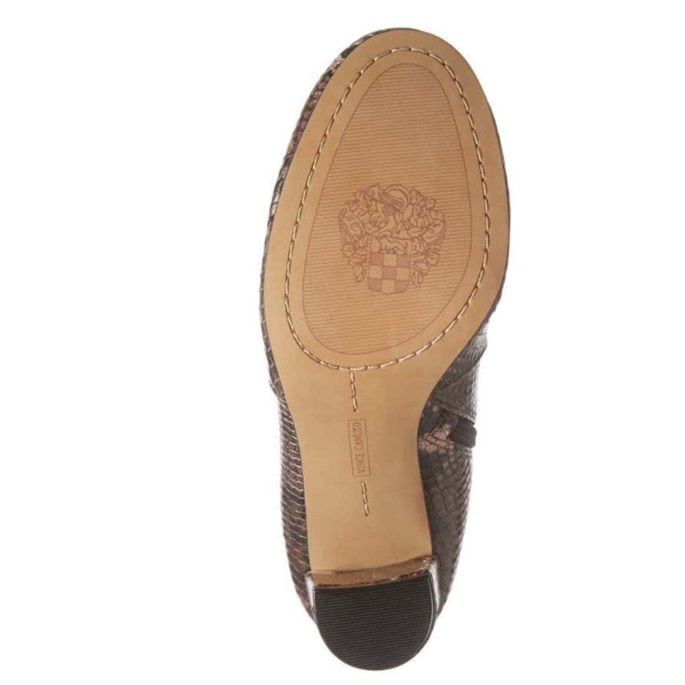 NEW Vince Camuto Taupe Snake Print Leather Bootie - Picture 5 of 14